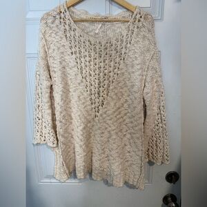 Free People Cream V-Neck Sweater